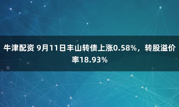牛津配资 9月11日丰山转债上涨0.58%，转股溢价率18.93%
